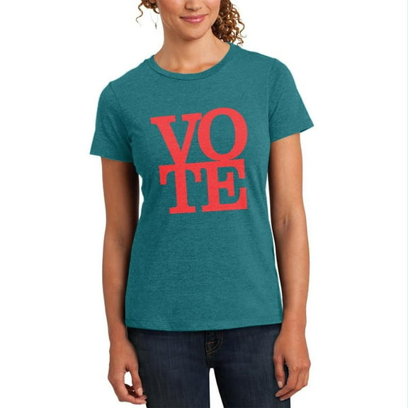 Election Vote Stacked Womens Soft Heather T Shirt Heathered Teal MD