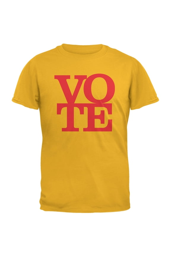 Election Vote Stacked Yellow Adult T-Shirt - Small
