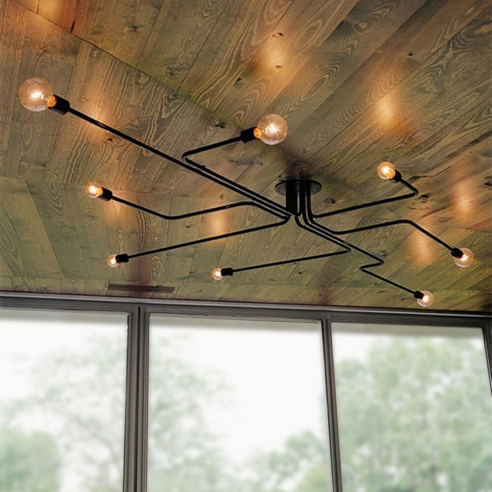 Electodyte 8-Light 45-Inch Circuit Board Flush Mount Edison Bulbs Included