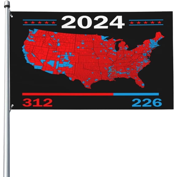 Electoral Map 312 Red 2024 Election Results Map 2024 Flag 3x5 Ft Flags with 2 Grommets for Indoor Outdoor 47 Banner for Garden Lawn Yard Home Decor