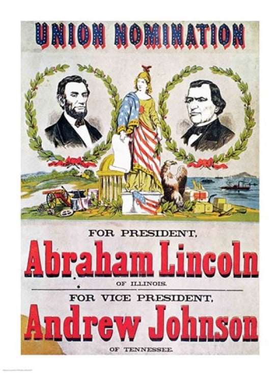 Electoral campaign poster for the Union nomination with Abraham Lincoln Canvas Art - (18 x 24)