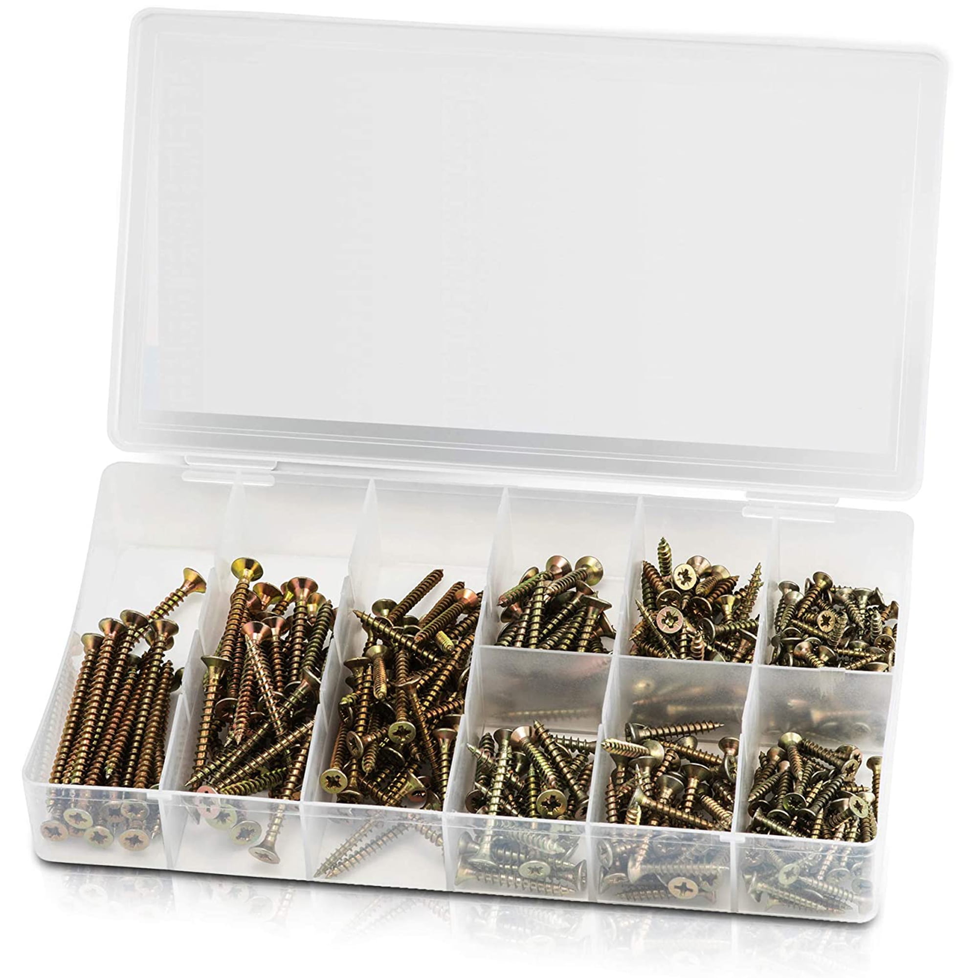 Electrapick 345Pcs Flat Head Wood Screws Assortment Kit, Phillips Drive