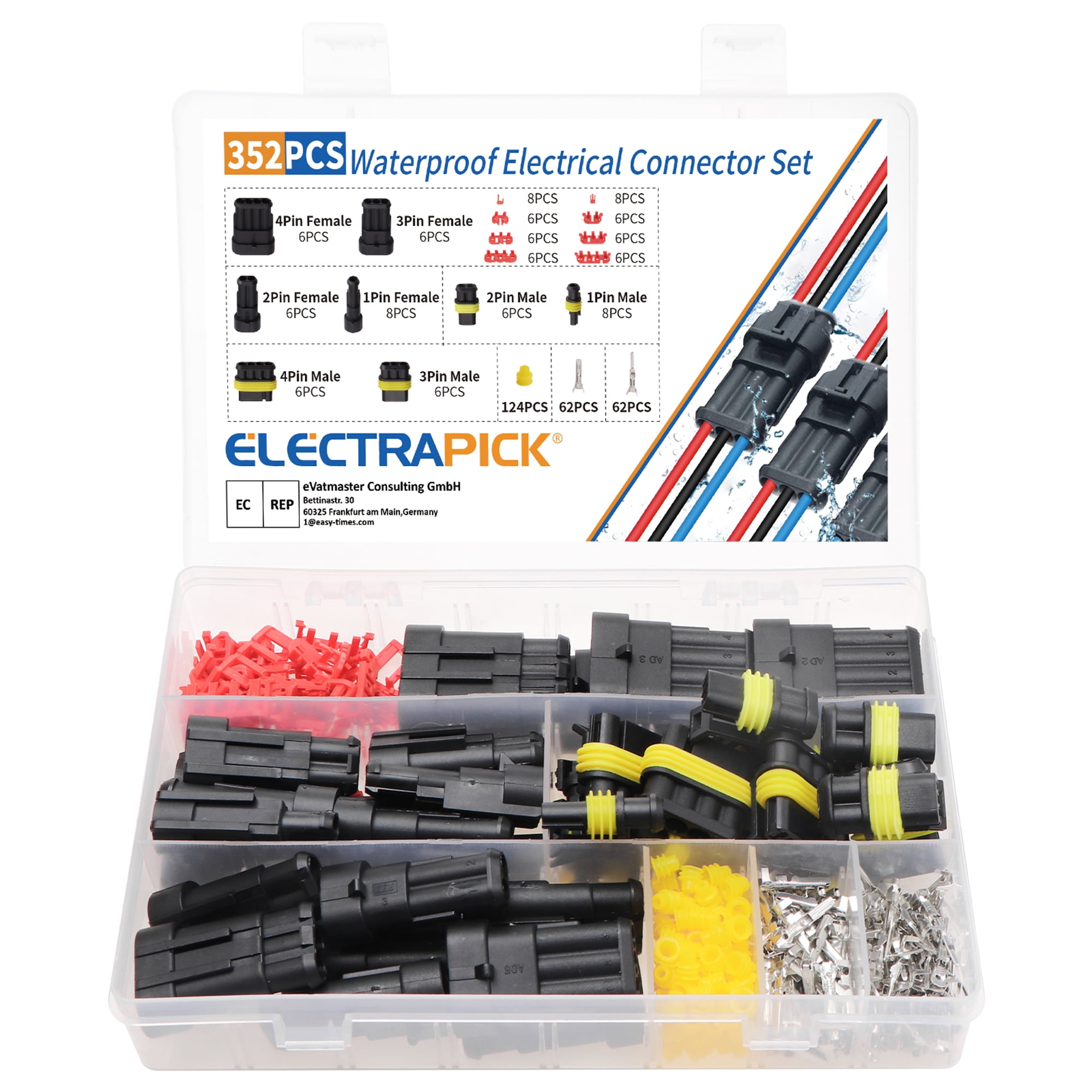 Electrapick 352PCS Car Electrical Connector, Waterproof Terminals