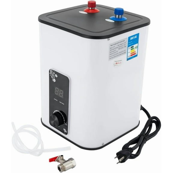 Electric 1.76Gal Instant Water Heater, 1500W Bathroom Tankless Hot Water Heater Point of Use, Under Sink Water Heater for Kitchen Garage Outdoor Indoor, Wall Mounted