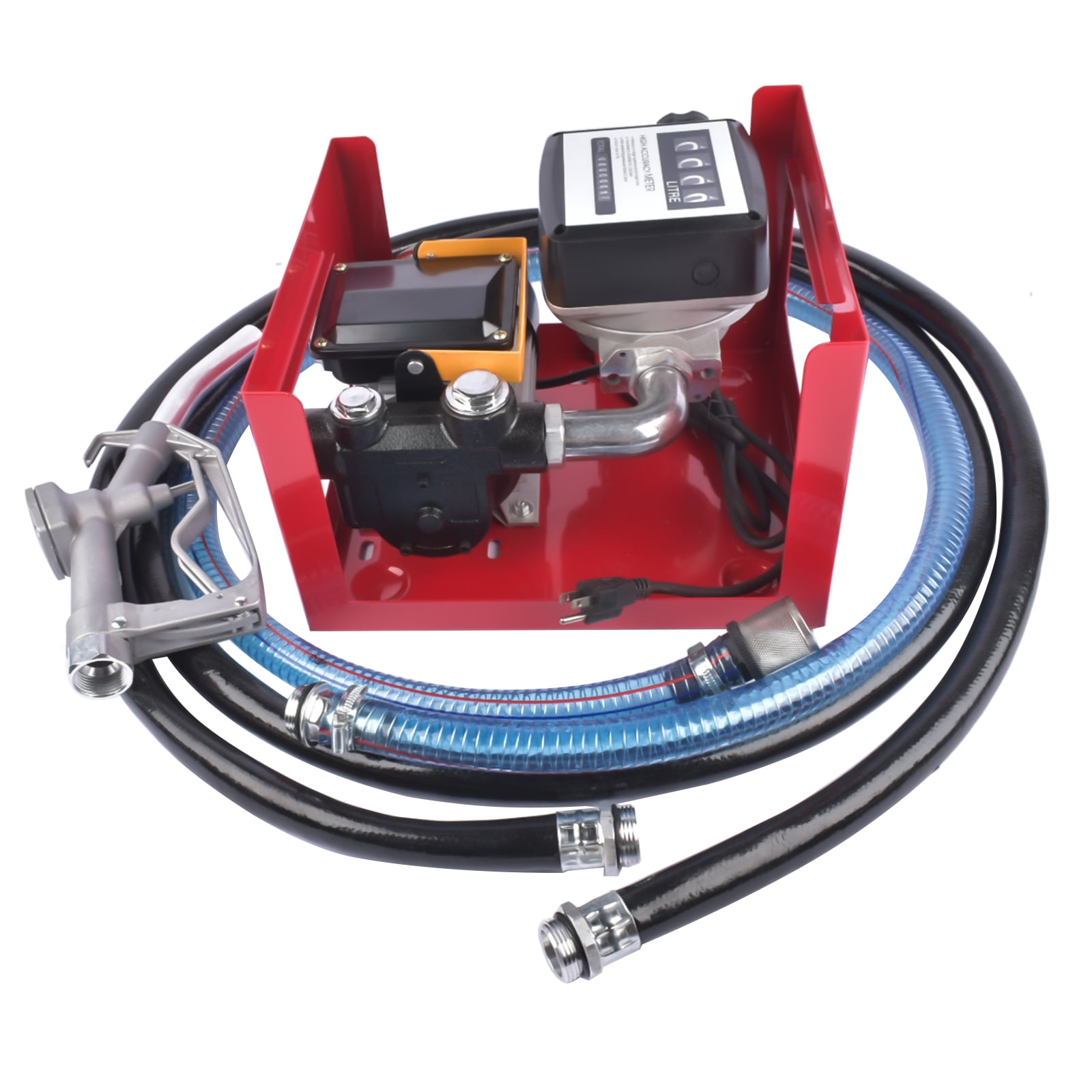 Electric 110V Diesel Transfer Pump with Meter & Manual Nozzle, 16GPM Flow Rate for Home Garage or Farm Use