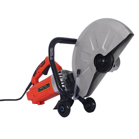 Electric 14" Cut Off Saw Wet/Dry Concrete Saw Cutter Guide Roller with Water Line Attachment 3000w with blade