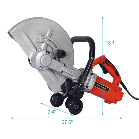 Electric 14" Cut Off Saw Wet/Dry Concrete Saw Cutter Guide Roller with Water Line Attachment 3000w without blade,