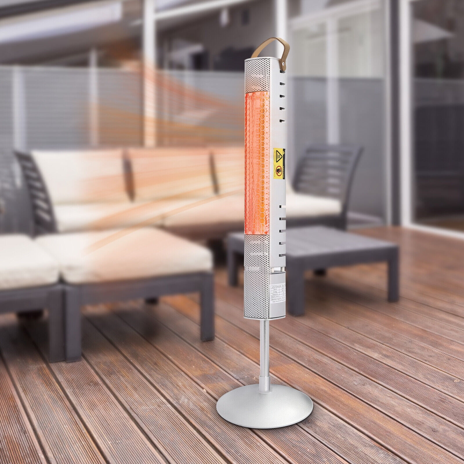Electric 1500W Patio Heater Floor Standing Waterproof Outdoor