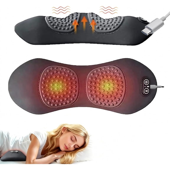 Electric 3 in 1 Lumbar Support Pillow with Adjustable Height,Traction Lifting and Vibration Massage and Heat Compress, Lower Back Pain Relief and Spine Support