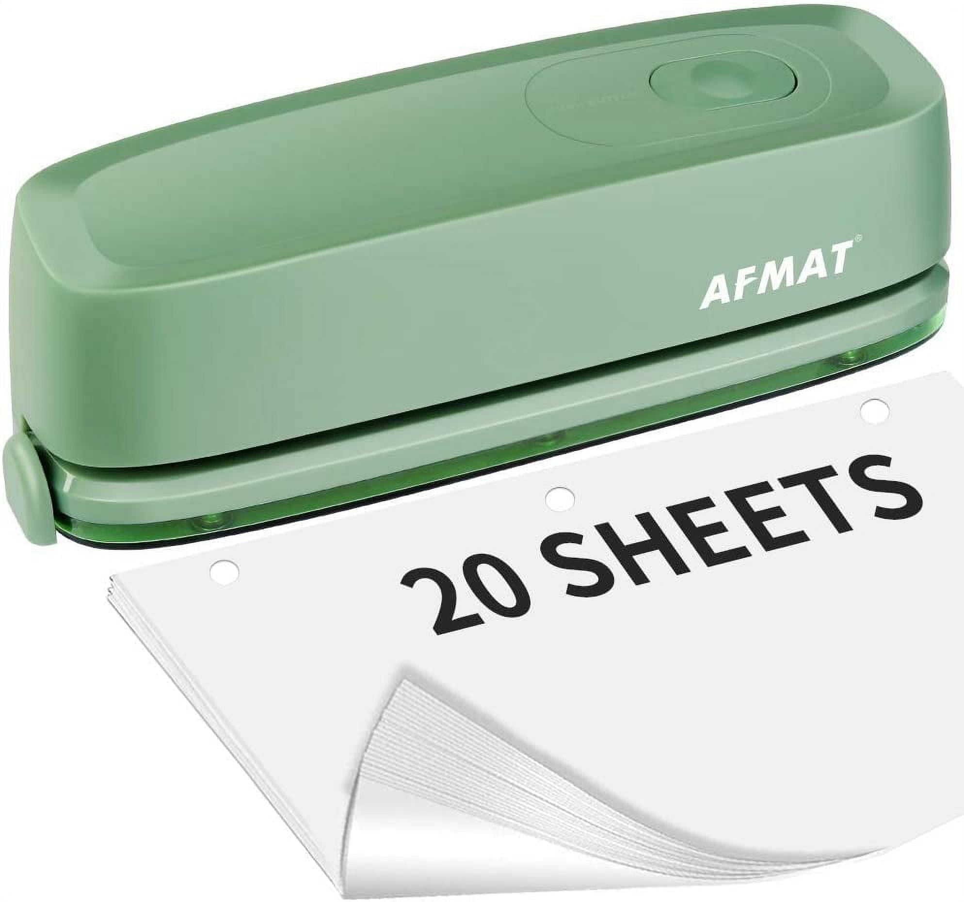 AFMAT 3 Hole Puncher, Electric and Battery Powered Hole Punch, 20 Sheet  Capacity, Reduced Effort, Black 