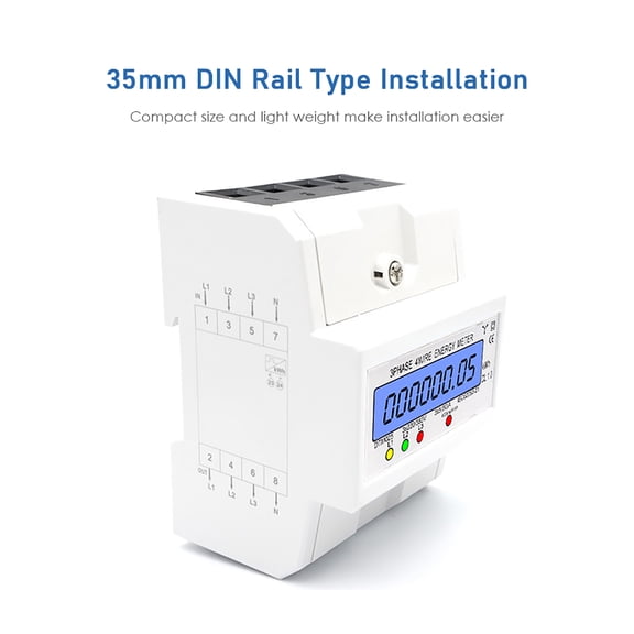 Electric 3 Phase 4 Wire Energy Meter 220/380V 5-80A Energy Consumption KWh Meter DIN Rail Installation Digital Electric Power Meter With LCD Backlight Display