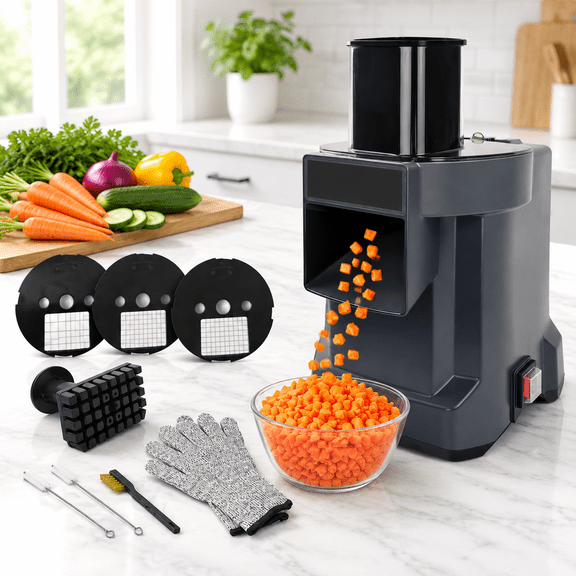 Electric 3-in-1 Stainless Steel Dicing Food Processor for Vegetables