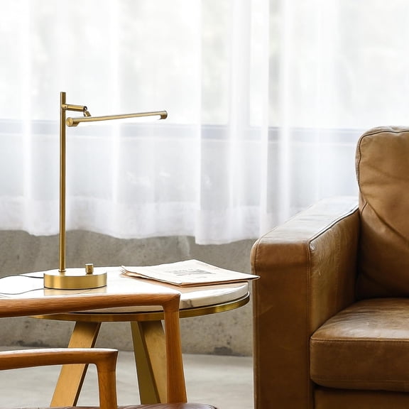 Electric 52889 West 15" LED Integrated Desk Lamp, Matte Brass, 200 Lumens, Dimmer Rotary Switch