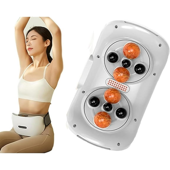 Electric Abdominal Massager Stomach Machine, Electric Bian Stone Tummy Kneading Instrument, Double Disc Large Area Massage, Forward/Reverse Massage, for Abdominal, Period Cramps Pain Relief.