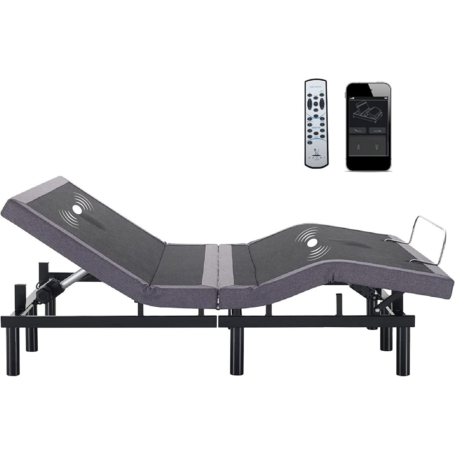 Electric Adjustable Bed Frame Base with Massage, Head & Foot board Incline, Wireless Remote by