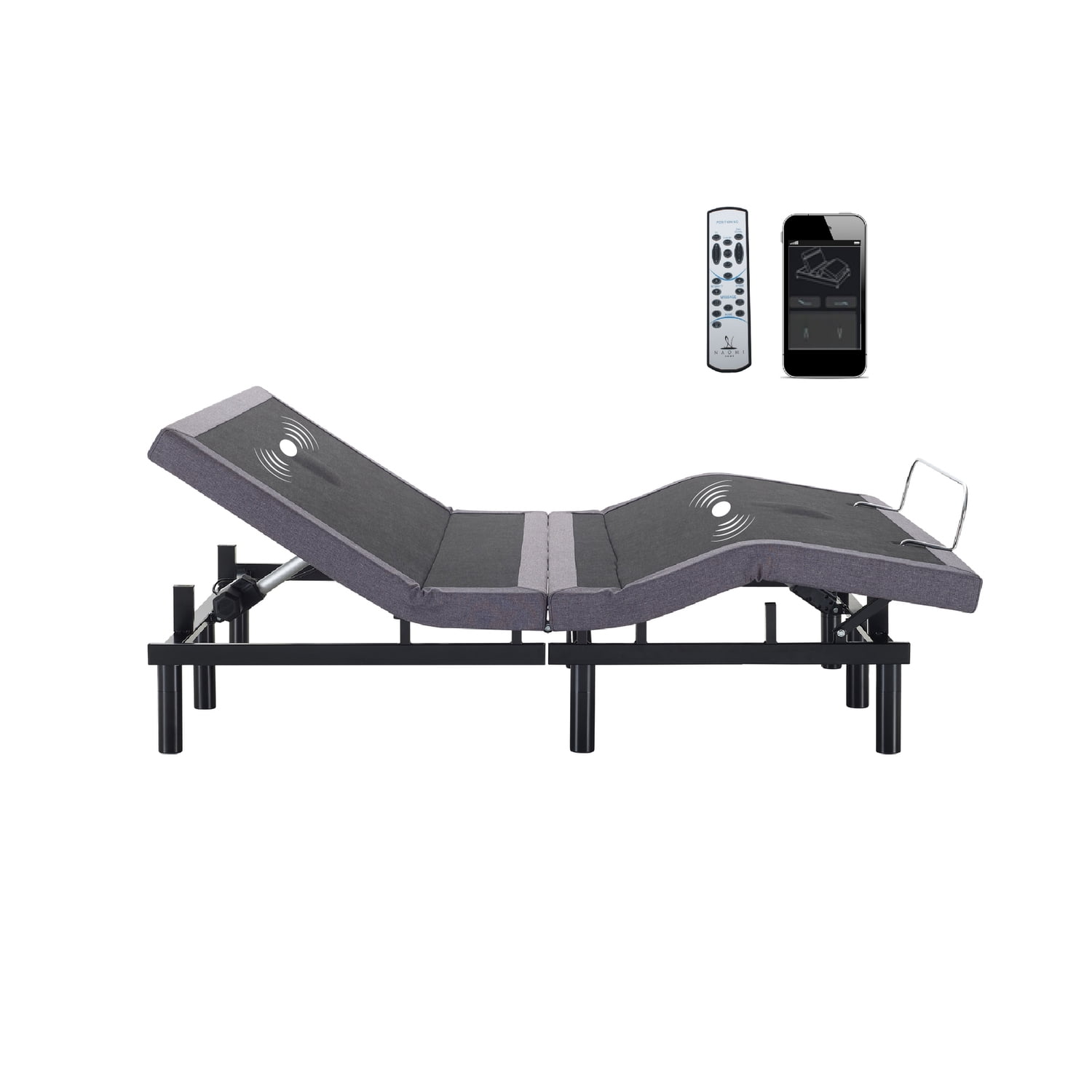 Electric Adjustable Bed Frame Base with Massage, Head & Foot board Incline, Wireless Remote by