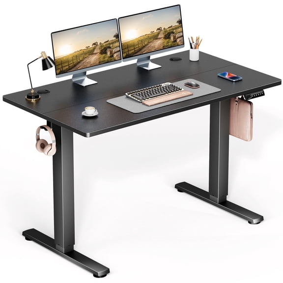 Electric Adjustable Height Standing Desk - 48 x 24 inch Sit to Stand Up Desk with Splice Board,Black