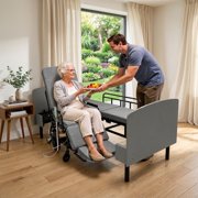 YOYI 3-in-1 Electric Nursing Bed Convertible Wheelchair Stretcher with Safety Rails Gray Carbon Steel Frame 1-Count Large