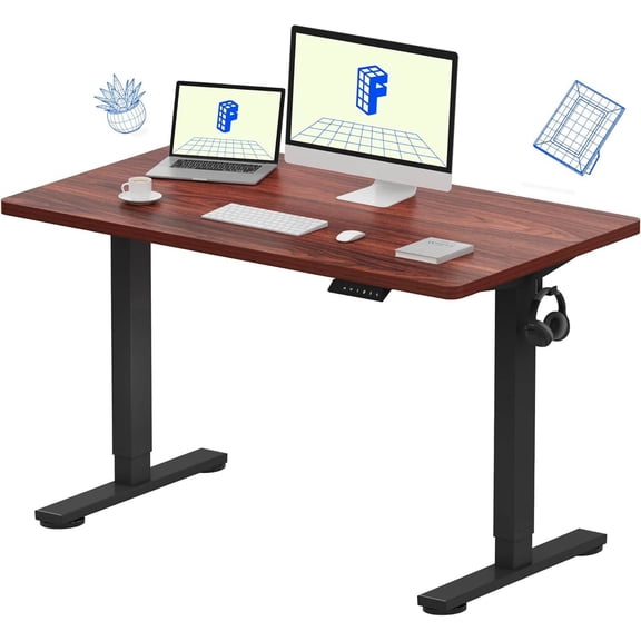 Electric Adjustable Standing Desk, One-Piece Design with 4 Memory Presets, 176 LBS Capacity, 48" x 24" Desktop for Home Office