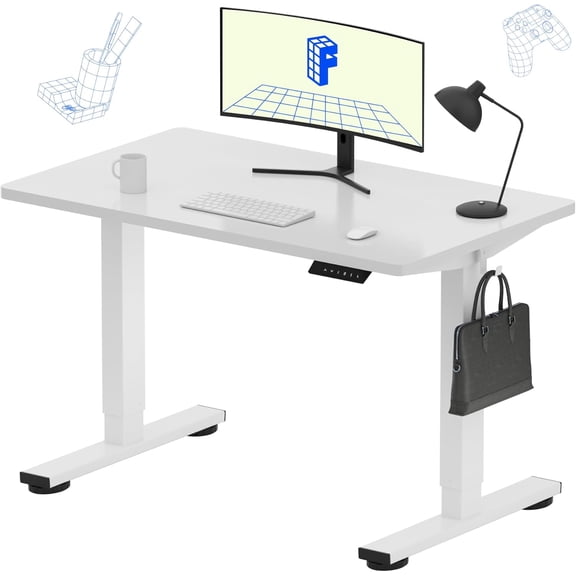 Electric Adjustable Standing Desk, One-Piece Design with 4 Memory Presets, 176 lb Capacity, 40" x 24" White Frame