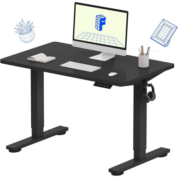 Electric Adjustable Standing Desk, One-Piece Design with 4 Memory Presets, 176 lbs Capacity, 40" x 24" Black Desktop for Home Office