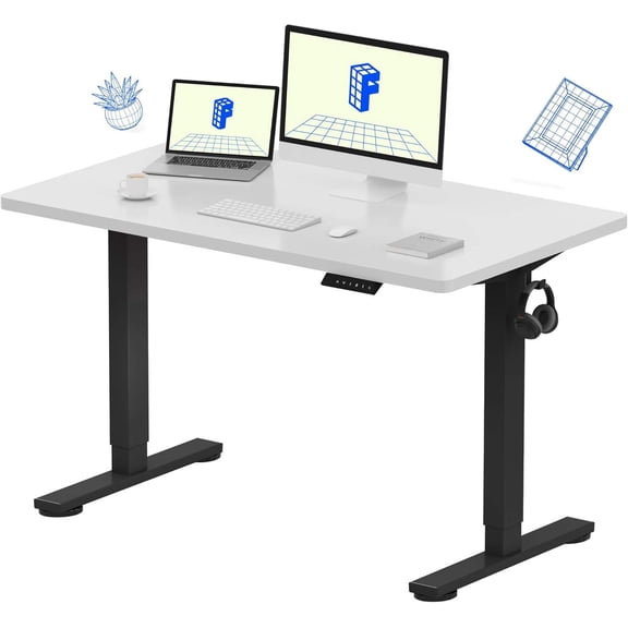 Electric Adjustable Standing Desk, One-Piece Seamless Desktop, 4 Memory Presets, 176 LBS Capacity, 48" x 24", White