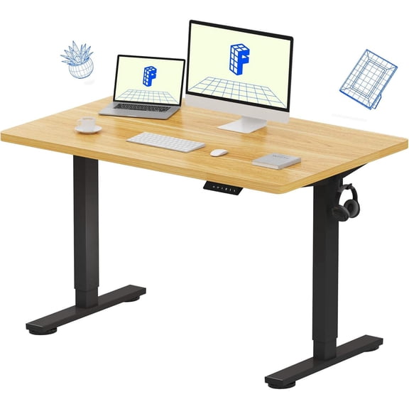 Electric Adjustable Standing Desk, One-Piece Seamless Desktop, 48" x 30", 176 LBS Capacity, 4 Memory Presets, Quiet & Stable for Home Office