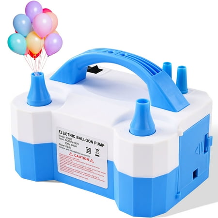 Electric Air Balloon Pump, Portable Dual Nozzle Electric Balloon Inflator/Blower for Party Decoration, Used to Quickly Fill Balloons - Blue(110V/120V)