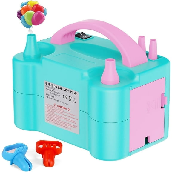 Electric Air Balloon Pump, Portable Dual Nozzle Electric Balloon Inflator for Party Decoration, 110V 600W Balloon Blower Pump Inflation