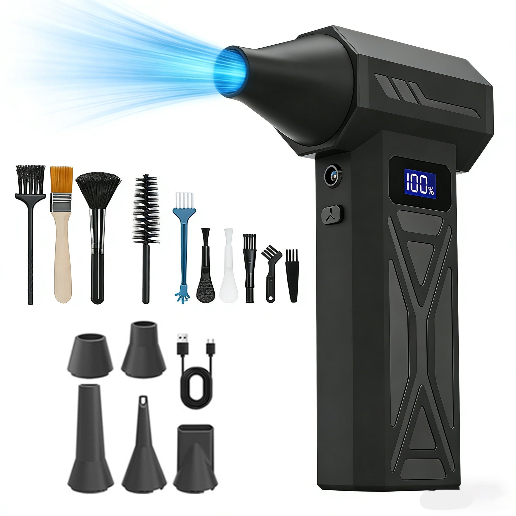 Electric Air Duster 300000RPM Brushles 4 Speed Turbo Fan Fit for Keyboards,Car, Computer, Laptop, Keyboard Cleaning