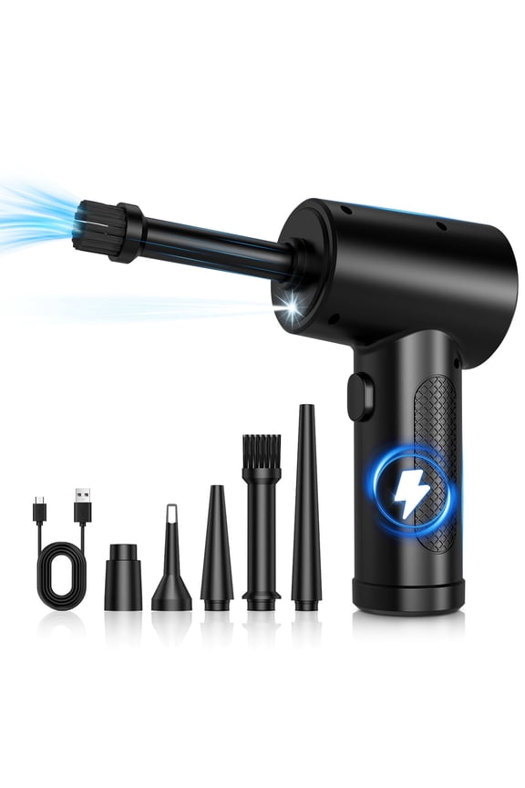 Electric Air Duster with LED Light Rechargeable Cordless Blower for Keyboard, Outdoor, House and Car
