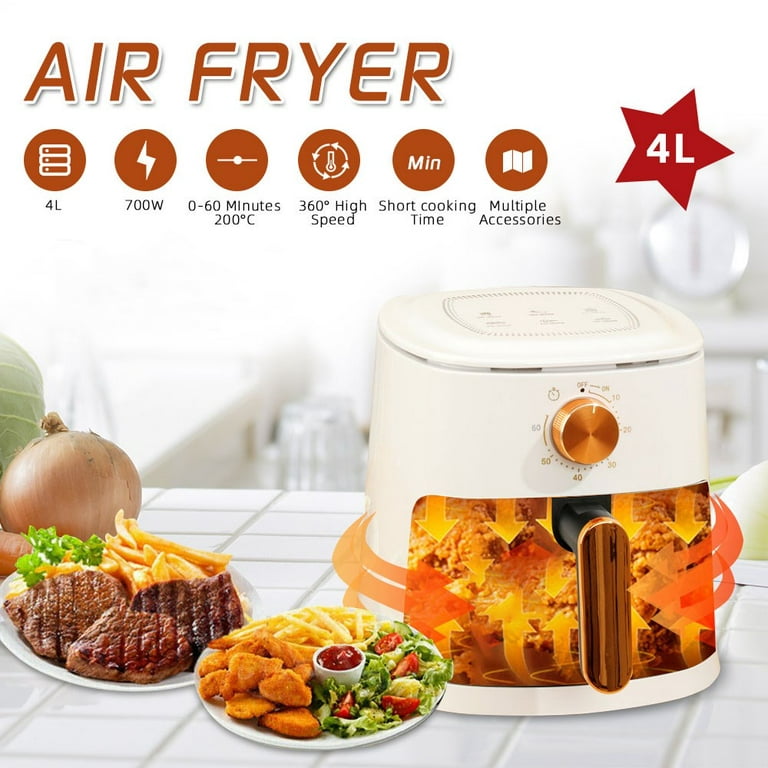 Electric Air Fryer 4L 700W 360°Oil-free Baking Low Fat Auto Off