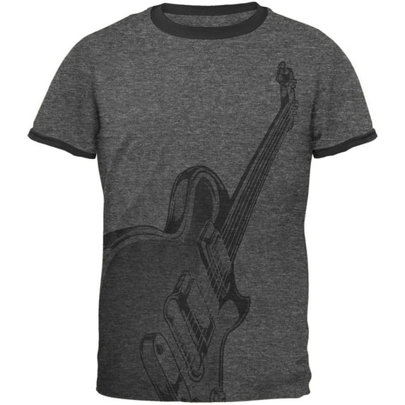 Electric Air Guitar Funny Costume Mens Ringer T Shirt Dark Heather-Black LG