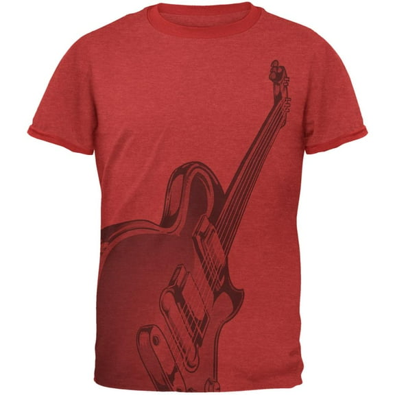 Electric Air Guitar Funny Costume Mens Ringer T Shirt Heather Red-Red X-LG