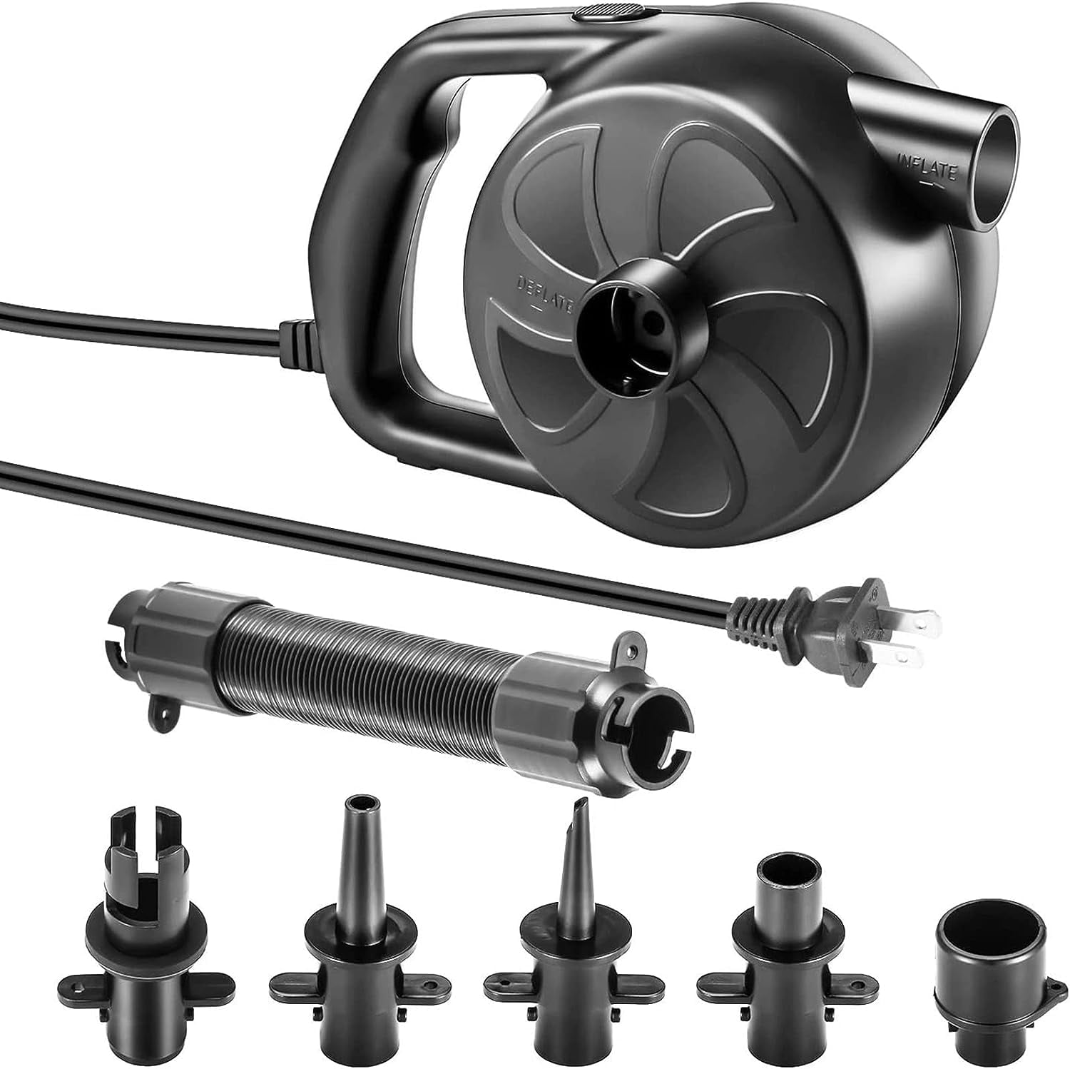 Electric Air Pump, 300W High Power Pump Inflator & Deflator Valve with ...