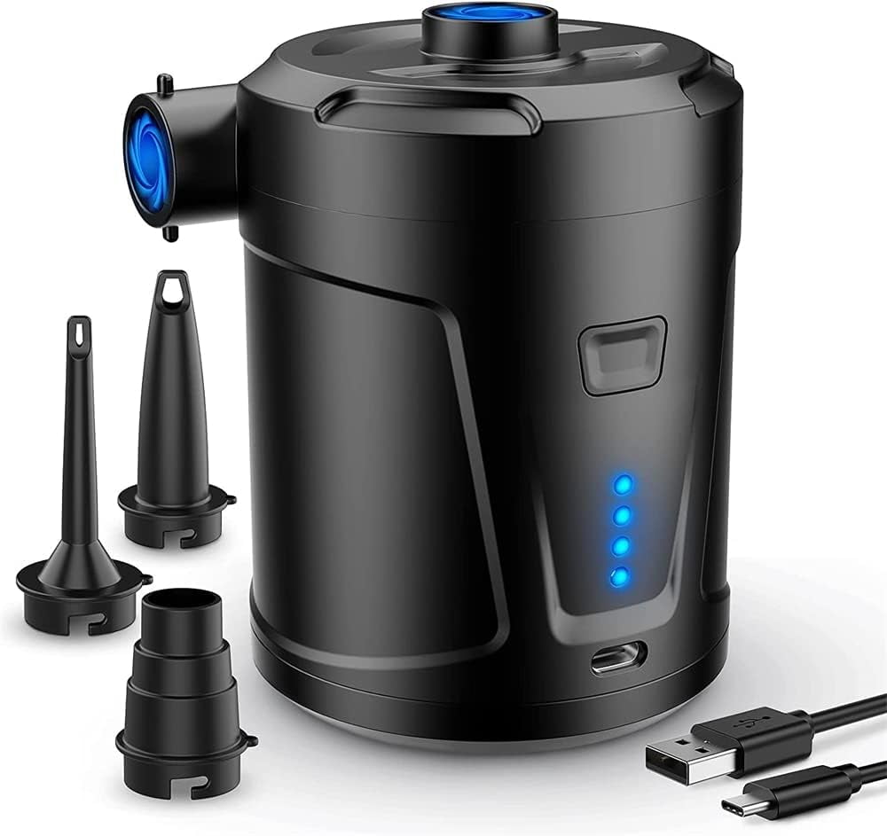 Mojimdo 2024 Pompe électrique 2 En 1 4000mAh - Gonfle Et Dégonfle, 4 Buses, 123g, Matelas Piscine