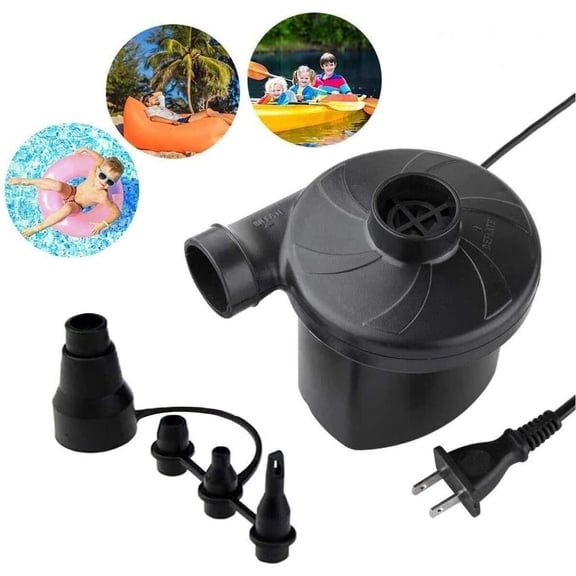 Electric Air Pump - Air Mattress Pump for Inflatable Couch, Bed, Blow up Pool Float Raft Boat , Camping Swimming, Portable Quick-Fill Inflator/Deflator Pumps with 4 Nozzles, AC 110-120  Black