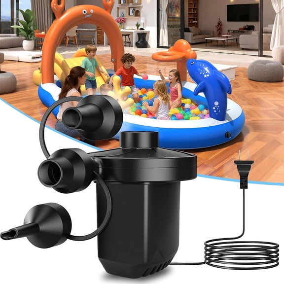 Electric Air Pump for Inflatable,Portable Air Mattress Pump,Quick Fill Electric Inflator Deflator Air Pump 3 Nozzles,  for Outdoor Camping Inflatable Pool Float Boat Raft Swim Ring,Couch(110v)