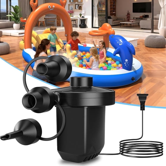 Electric Air Pump for Inflatable,Portable Air Mattress Pump,Quick Fill Electric Inflator Deflator Air Pump 3 Nozzles, for Outdoor Camping Inflatable Pool Float Boat Raft Swim Ring,Couch(110v)