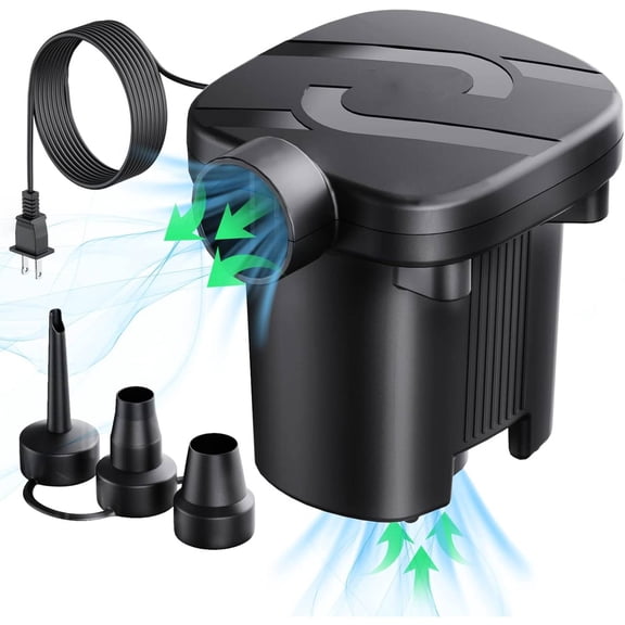 Electric Air Pump for Inflatables with 3 Nozzles，Portable, Easy to Use, Inflatable for Beds, Mattress, Pool Floats, Inflatable Pool, Snow Sled, AC110V