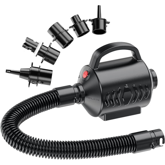 Electric Air Pump for Inflatables, 600W Quick Fill Inflator Deflator Pump with Extension Hose and 5 Nozzles for Air Mattress, Pool Floats, Rafts, Swimming Rings, AC 110V US Plug