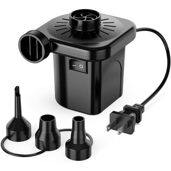 Electric Air Pump for Inflatables,Portable Quick-Fill Air Pump with 3 Nozzles,110-120V, Inflator & Deflator Pumps for Outdoor Camping, Air Mattress Beds,Boats,Inflatable Cushion,Couch,Pool Floats