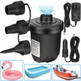 Electric Air Pump Air Mattress Portable QuickFill Air Pump with 3 Nozzles, 110V AC/12V DC