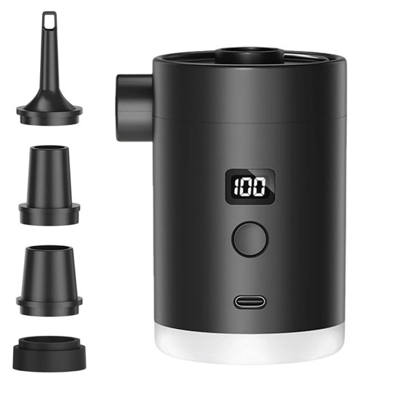 Electric Air Pump, Portable Quick Fill Deflate Dual Function, 1 Unit with 4 Nozzles for Outdoor Camping Inflatable Mattress Pool Float Swimming Ring and Other Inflatable Toys
