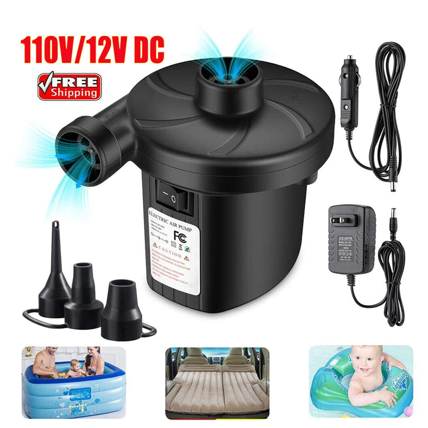 Electric Air Pump, Portable QuickFill for Camping Pool Air Mattress