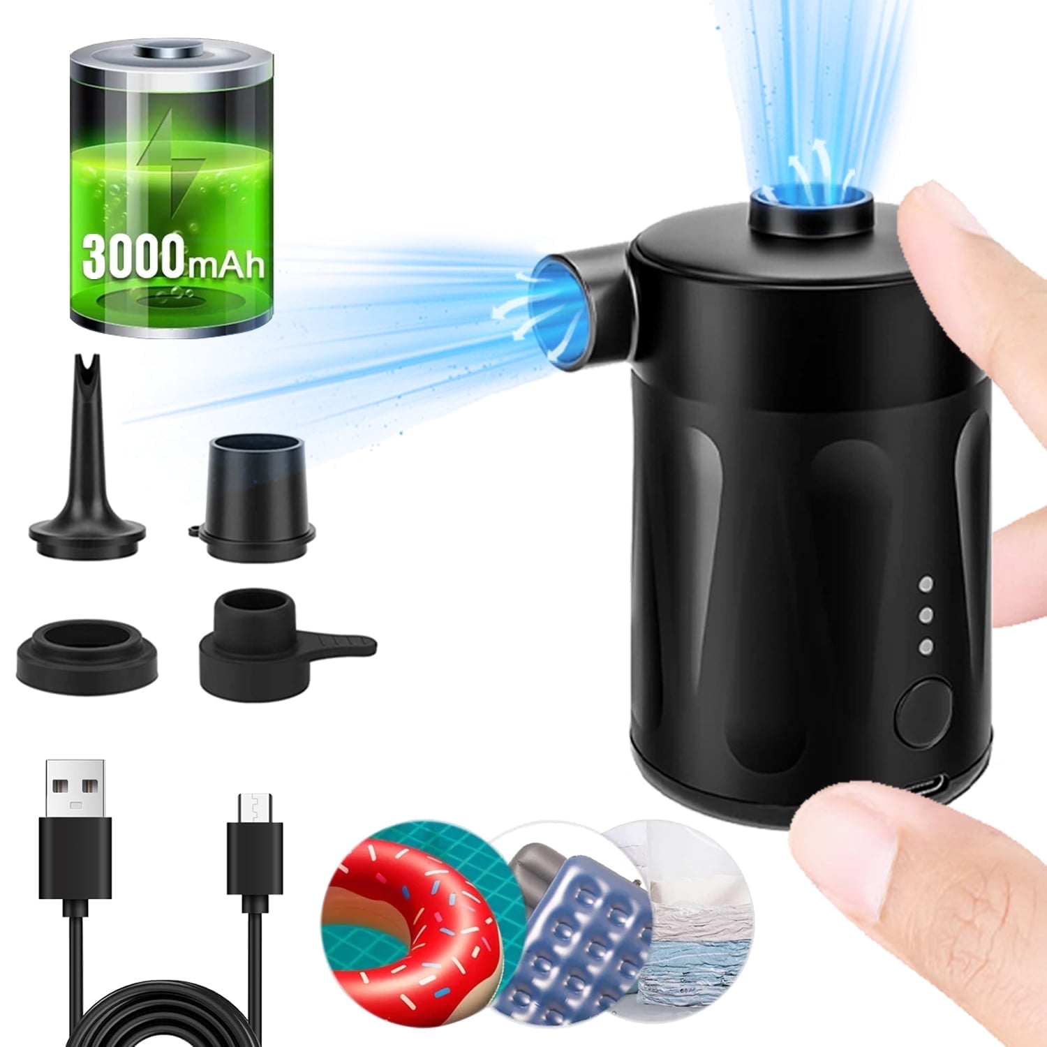 Electric Air Pump, Rechargeable Portable Pump for Inflatables Couch