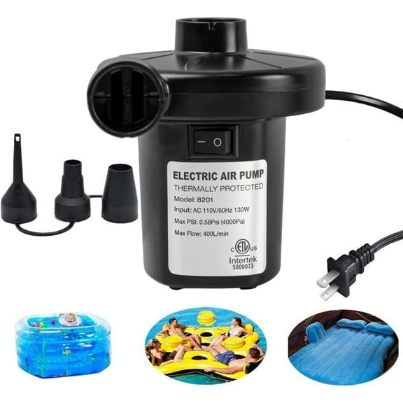 Electric Air Pump for Inflatables Air Mattress Pump Bed Pool Toy Raft Boat Quick Pump Black (AC Pump(130W))
