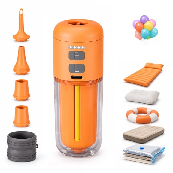 Electric Air Pump for Inflatables,Mini Air Mattress Pump with Camping Light