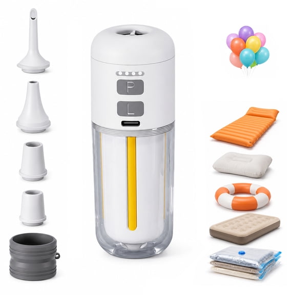 Electric Air Pump for Inflatables,Mini Air Mattress Pump with Camping Light