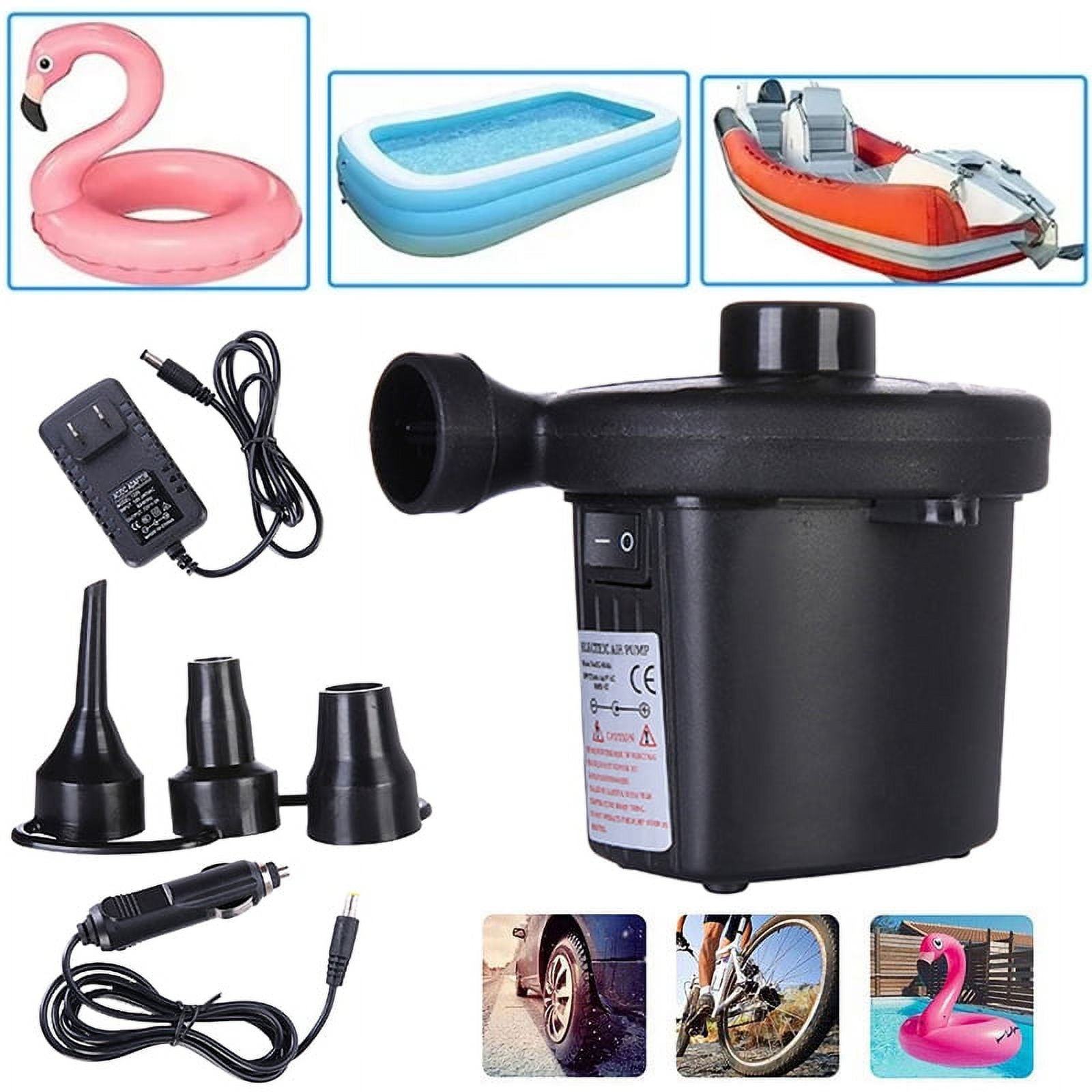 Electric Air Pump with 3 Nozzles, Portable QuickFill Inflator/Deflator